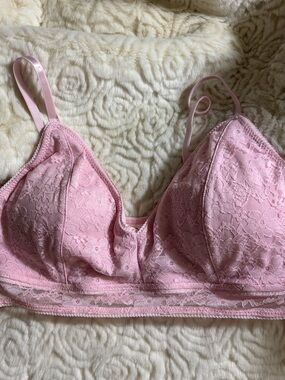 Jessica Simpson Bralette Pink Lace Sz L Removable Pads Adjustable Straps New